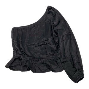 Nation LTD Black Satin One Shoulder Blouse | Size S